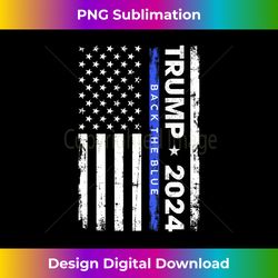 Trump 2024 Back The Blue Thin Blue Line USA Flag (ON BACK) Long Sleeve 1 - Timeless PNG Sublimation Download - Customize with Flair