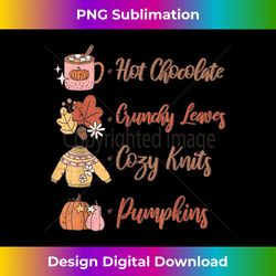 Hot Chocolate Crunchy Leaves Cozy Knits Pumpkins Fall Retro - Innovative PNG Sublimation Design - Enhance Your Art with a Dash of Spice