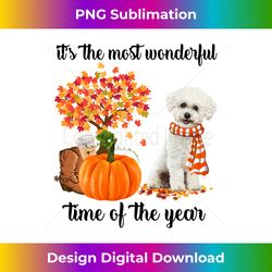 It's The Most Wonderful Time Of The Year Bichon Frise Fall Long Sleeve - Deluxe PNG Sublimation Download - Reimagine Your Sublimation Pieces