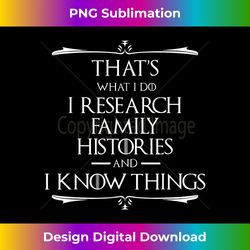 That's What I Do I Research And Know Things Genealogy - Sublimation-Optimized PNG File - Channel Your Creative Rebel