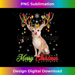 Funny Chihuahua Dog With Antlers Merry Christmas Tee Xmas Long Sleeve - Futuristic PNG Sublimation File - Pioneer New Aesthetic Frontiers