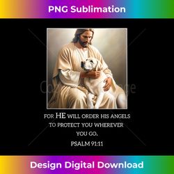 Jesus with Dogs Psalm 99 11- Jesus and a Labrador Tank - Innovative PNG Sublimation Design - Craft with Boldness and Assurance
