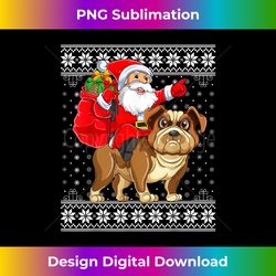 Ugly Xmas Sweater Style Santa Riding Bulldog Christmas - Urban Sublimation PNG Design - Enhance Your Art with a Dash of Spice