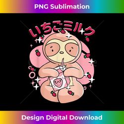 Retro Japanese Style Anime Kawaii Sloth Cute Strawberry Milk - Sophisticated PNG Sublimation File - Spark Your Artistic Genius
