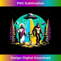 Jesus, Alien, Bigfoot and UFO's Tank - Sophisticated PNG Sublimation File - Tailor-Made for Sublimation Craftsmanship
