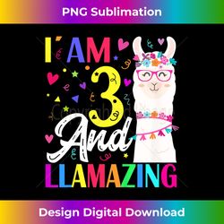 Kids I Am 3 Years Old And Llamazing Llama 3rd Birthday - Contemporary PNG Sublimation Design - Access the Spectrum of Sublimation Artistry