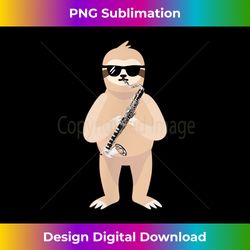 Funny Sloth Wearing Sunglasses Playing Bass Clarinet - Innovative PNG Sublimation Design - Crafted for Sublimation Excellence