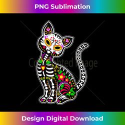 sugar skull cat  cute dia de los muertos funny mexican gift - luxe sublimation png download - elevate your style with intricate details