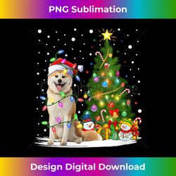 Xmas Tree Lighting Santa Akita Inu Dog Christmas V-Neck - Timeless PNG Sublimation Download - Elevate Your Style with Intricate Details