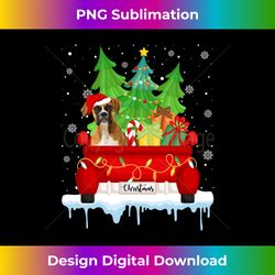Red Truck Merry Christmas Tree Xmas Boxer Dog Long Sleeve - Timeless PNG Sublimation Download - Animate Your Creative Concepts