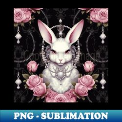 elegant white rabbit pattern - sublimation-ready png file