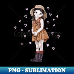 cute girl in hat and boots - png transparent sublimation design