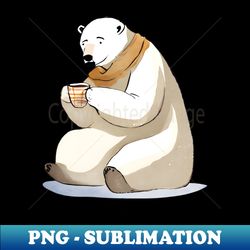 polar bear drinking coffee - sublimation-ready png file