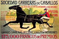 1917 Horse Racing Race Barcelona Spain Carreras Vintage Poster Repro