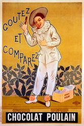 Boy Pierrot Chocolat Poulain Taste And Compare French Vintage Poster Repro