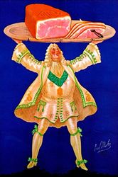French France King Ham Pork Cooked Restaurant Food Fine Vintage Poster Repro