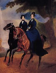 Mother Daughter Horseback Ladies Riding Horses Painting By Karl Brullow Repro