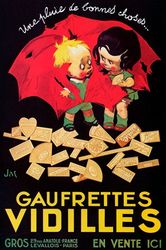 Children Cookies Gaufretts Vidilles Shower Of Good Things Vintage Poster Repro