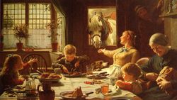 Horse One Of The Family Window Dinner Painting By Cotman On Canvas Repro Small