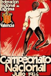 Julio 1934 Valencia Esgrima Fencing Sport Campeonato Spain Vintage Poster Repro