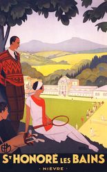 St Honore Les Bains Resort Sport Tennis Golf Travel French Vintage Poster Repro