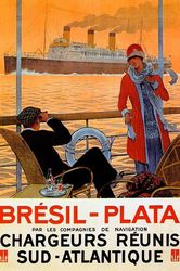 Bresil Plata Ship Brazil Cruise South Atlantic Ocean Travel Vintage Poster Repro