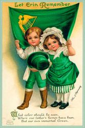 Ireland Irish Children Flag Saint Patrick Day Green Clothes Vintage Poster Repro