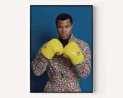 muhammad wall art ali print famous photography man painting vintage photograph portrait of famous colorful poster of man