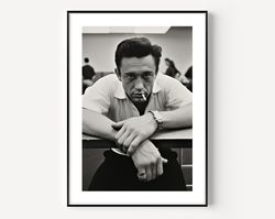 johnny cash cigarette poster, music black and white wall art, vintage print, photography prints, museum quality photo ar