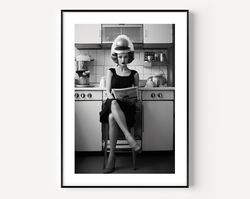 women in kitchen funny print, kitchen wall decor, black and white wall art, vintage print, photography prints, museum qu