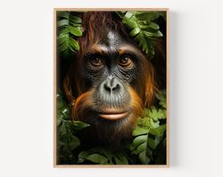 Monkey in Jungle, Funny kids room Printable, Safari Animal Art, Animal Art, Kids Wall Art,Forest Landscape,Forest Painti