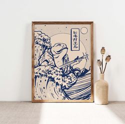 The Great Wave off Kanagawa Poster, Japanese Toad Art Print, Traditional Japanese Art, Ukiyo Wall Art Decor, Gift Idea,