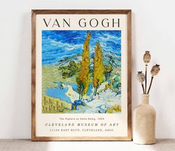 Vincent Van Gogh The Poplars at Saint-Rmy Poster, Van Gogh Landscape, Botanical Trees Lake poster, Van Gogh Painting Rep
