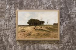 on the heath near laren 1882 - antique painting print, landscape art print, printable wall art, landscape painting, farm