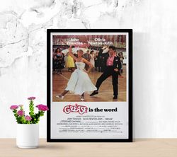 Grease Movie Poster 1978, Vintage Movie Poster Print, Vintage Film Art, Classic Movie Wall Art, Classic Movie Poster, Re