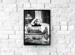 Marilyn Monroe Poster, Marilyn Monroe Print, Black And White, Marilyn Monroe Wall Art, Printable Marilyn Monroe Art, Mar