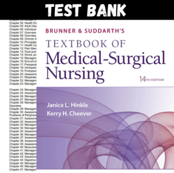 Latest 2023 Brunner And Suddarths Textbook Of Medical Surgical Nursing 14 Edition by Hinkle Test bank All Chapters