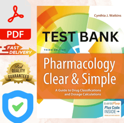 Latest 2023 Pharmacology Clear and Simple A Guide to Drug 3rd Edition by Cynthia J Watkins All Chapters