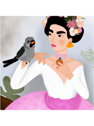 Lady with bird Long