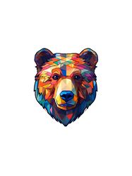 geometric colorful bear grazer head illustration graphic. graphic