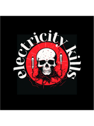 electricity kills skull graphic print