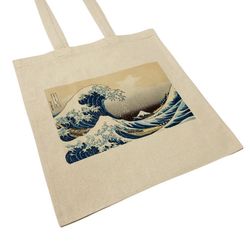 Hokusai: The Great Wave off Kanagawa Canvas Tote Bag Vintage Japanese Fine Art Print