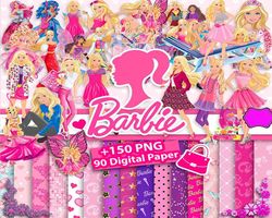 barbie digital paper, barbie movie, fashion doll, pink barbie, pink digital paper pack, birthday barbie paper decor