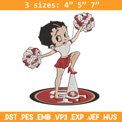 Cheer Betty Boop San Francisco 49ers embroidery design, 49ers embroidery, NFL embroidery, logo sport embroidery.
