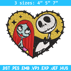 Jack and Sally in Heart Embroidery design, Horror Embroidery, horror design, Embroidery File, Digital download.