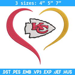 Kansas City Chiefs Heart embroidery design, Kansas City Chiefs embroidery, NFL embroidery, logo sport embroidery.
