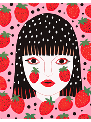Yayoi Kusama Style Strawberry Girl Modern Art Print