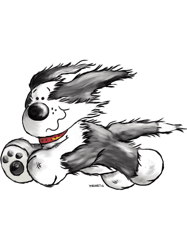 Fluffy Happy Running Bearded Collie Dog Cartoon
