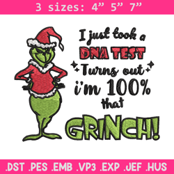 I Just Took A DNA Test Grinch Embroidery design, Grinch christmas Embroidery, Grinch design, Instant download