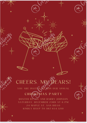"Sip & Celebrate: Modern Cocktail Christmas Invitation"